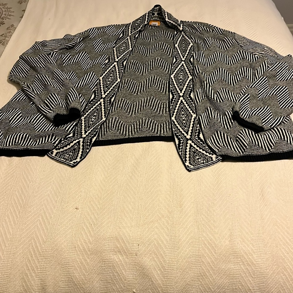 Ruby Rd. Cardigan, black and white, women’s plus size 3X
